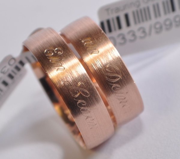 1 Paar Trauringe Hochzeitsringe Gold 333 Inkl. Außengravur - Ring Breite: 6,0 mm