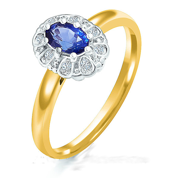 Antragsring-Verlobungsring-Gold 585 mit Saphir und Diamanten