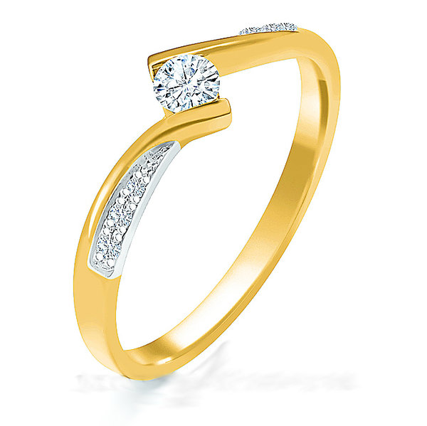 Antragsring-Verlobungsring-Gold 585 mit Diamanten 1x 0,17ct und 6x0,01ct