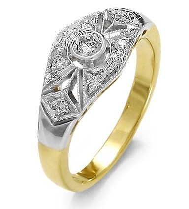 Antragsring-Verlobungsring-Gold 585 mit Diamant 0,11ct und 6 x 0,015ct