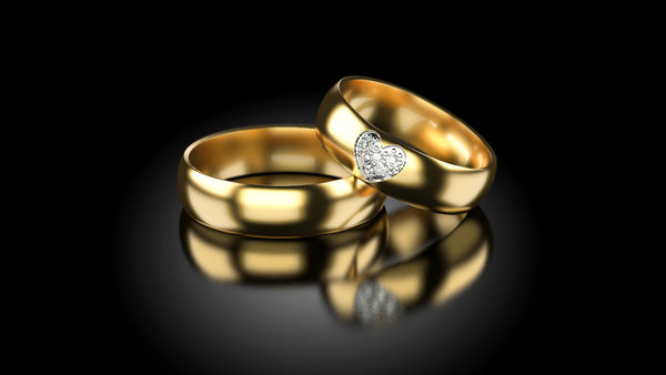 1 Paar Trauringe - Gold 750 - Bicolor - Breite 5mm - Stärke 1,4mm  - Mit Diamanten