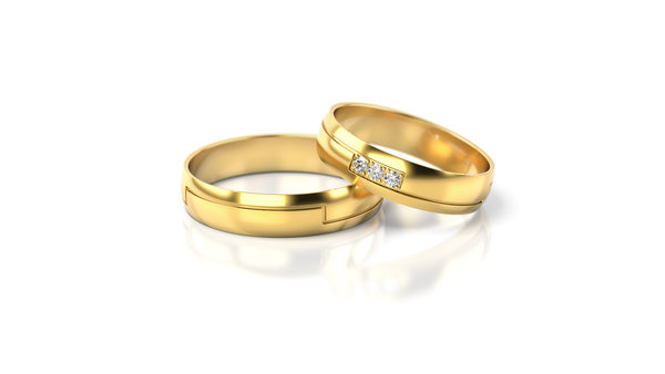 1 Paar Trauringe Eheringe Gold 333  mit 3 Diamanten 0,02ct - Breite 4,5mm