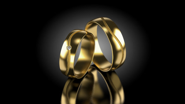 1 Paar Trauringe Gold 585 mit Brillant 0,02ct - Breite: 6mm - Höhe/Stärke: 1,4mm