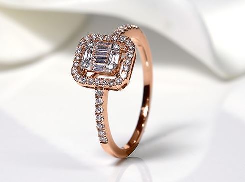Antragsring-Verlobungsring-Damenring - Gold 750 mit Diamanten-Größe 55