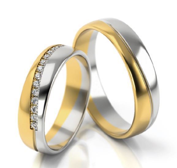 1 Paar Trauringe Hochzeitsringe Gold 333 - Hochglanz - Damenring mit Zirkonia