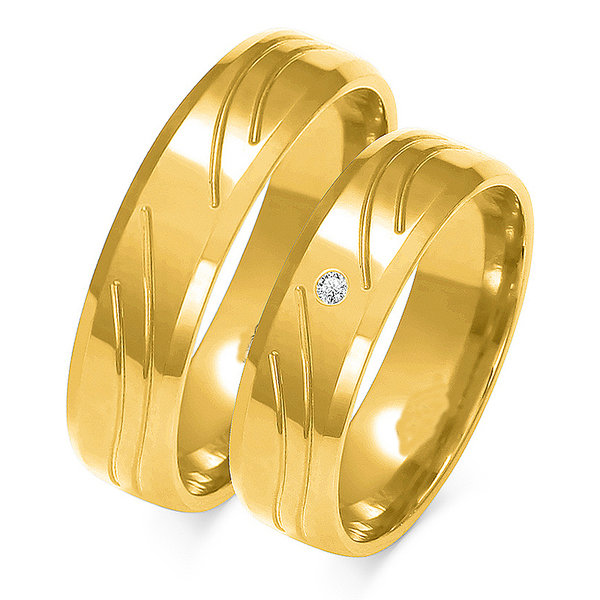 1 Paar Trauringe Hochzeitsringe Gold 333 oder 585 - Breite: 5,0 mm - Stärke: 1,3mm mit Zirkonia