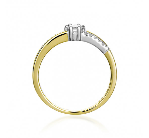 Antragsring-Verlobungsring-Gold 585 mit Diamanten 1x 0,10ct und 10x0,01ct