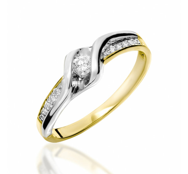 Antragsring-Verlobungsring-Gold 585 mit Diamanten 0,20ct - Bicolor