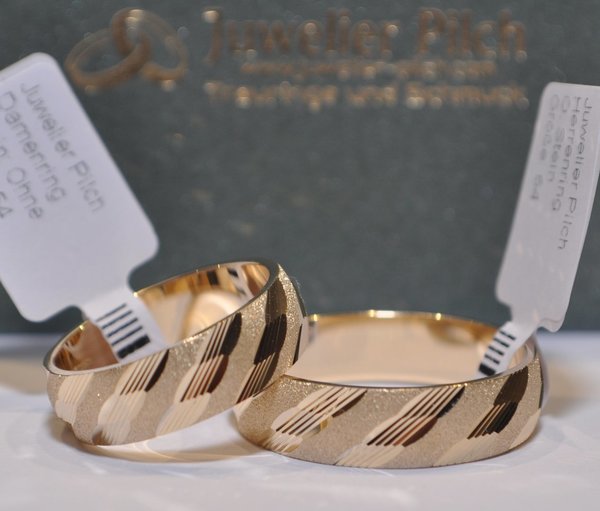 1 Paar Trauringe Hochzeitsringe Gold 585 - Breite: 7,0 mm - Stärke: 1,6mm