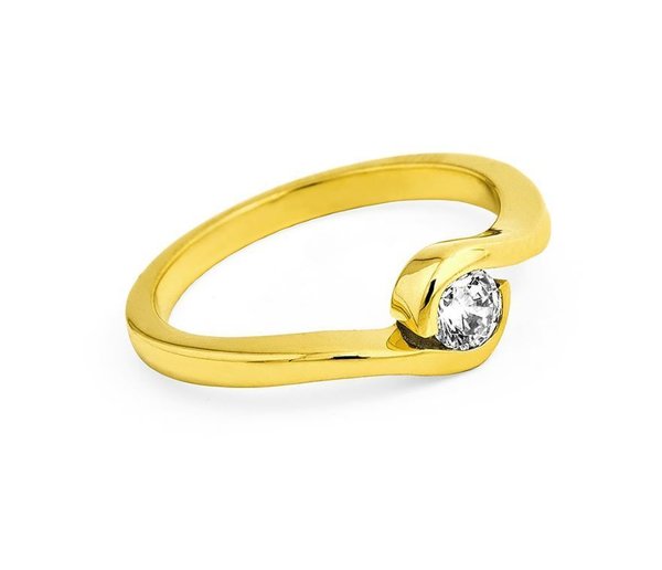 Verlobungsring - Gold 585 - Gelbgold - Poliert - mit Zirkonia
