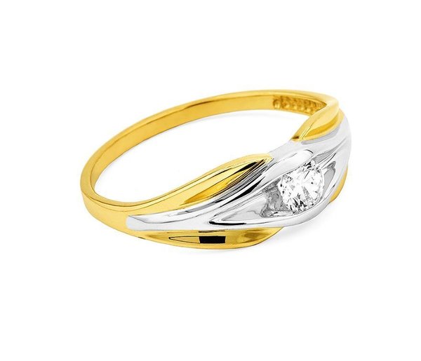 Verlobungsring - Gold 585 - Gelbgold / Rhodiniert - Poliert - mit Zirkonia
