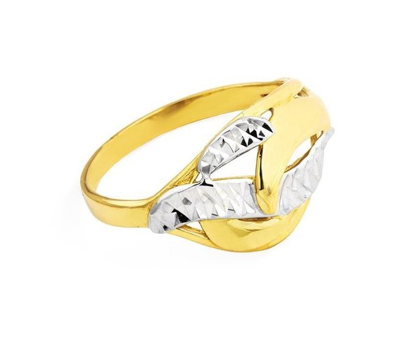 Damenring - 585er Gelbgold / Rhodiniert - Poliert / Diamantiert
