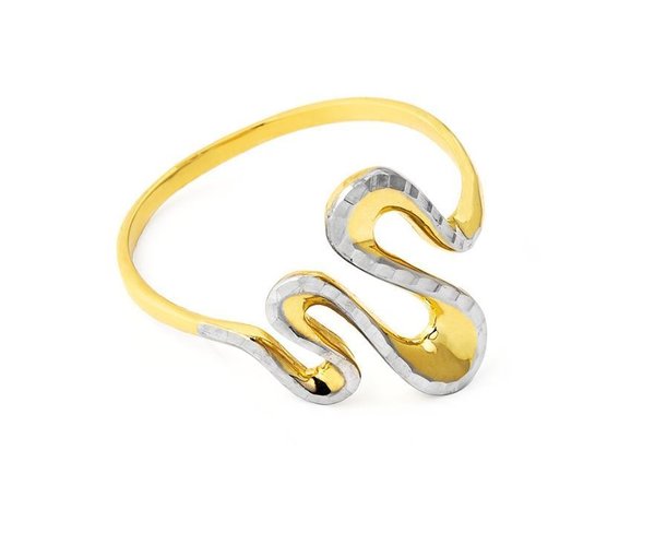 Damenring - Gelbgold 585/Rhodium - Poliert/Diamantiert - Schlangenform