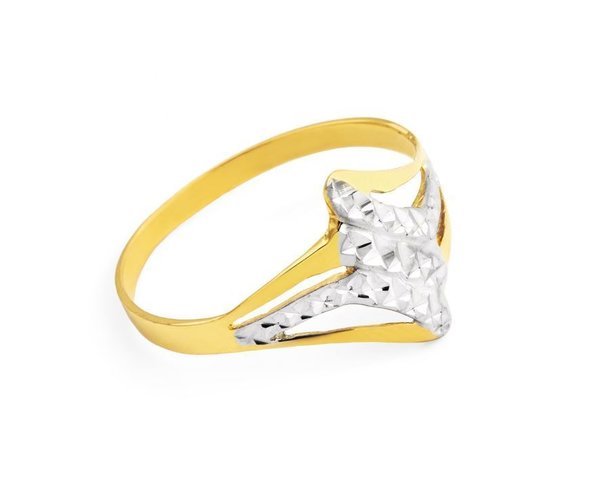 Damenring - Gelbgold 585/Rhodiniert - Poliert/Diamantiert