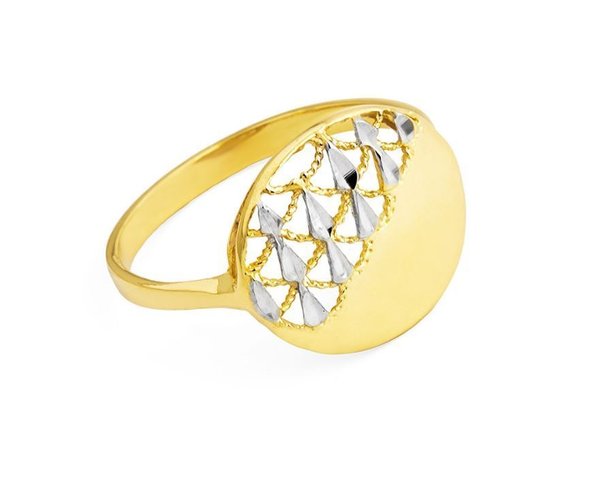 Damenring - Gelbgold 585/Rhodiniert - Poliert/Diamantiert