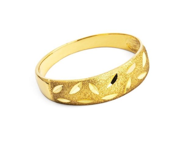 Damenring - Gelbgold 585 - Poliert / Diamantiert - ohne Steine