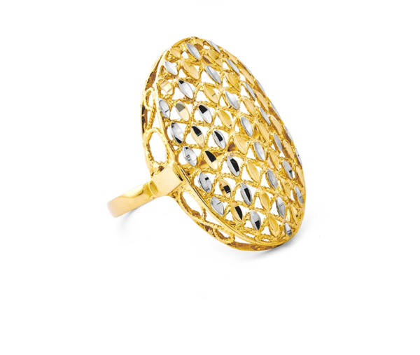 Damenring - Gelbgold 585 / Rhodiniert - Diamantiert / Poliert