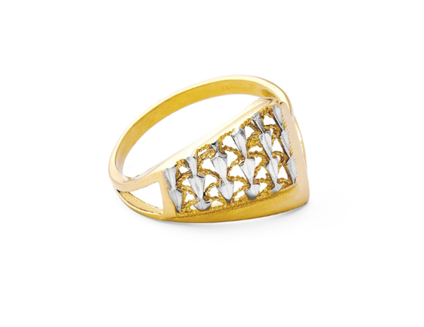 Damenring - Gelbgold 585 / Rhodiniert - Diamantiert / Poliert