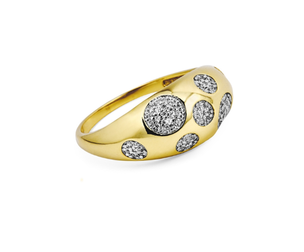 Damenring - Gelbgold 585/Rhodiniert - Einzigartiges Design mit Zirkoniasteinen