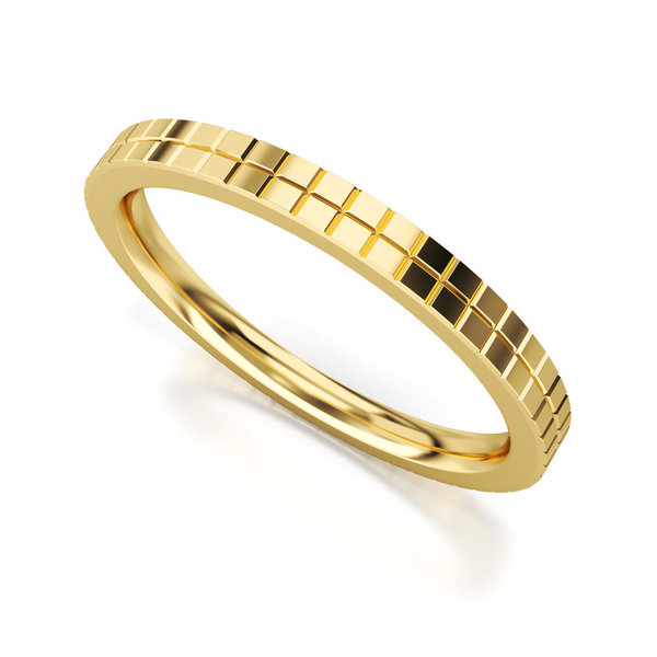 Ein Memoire-Ring - Memoryring - Alliancering - Gelbgold 585 - mit Karo-Muster