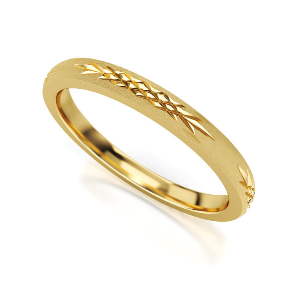 Memoire-Ring - Memoryring - Alliancering - Gelbgold 585 - Sandmatt/Diamantiert