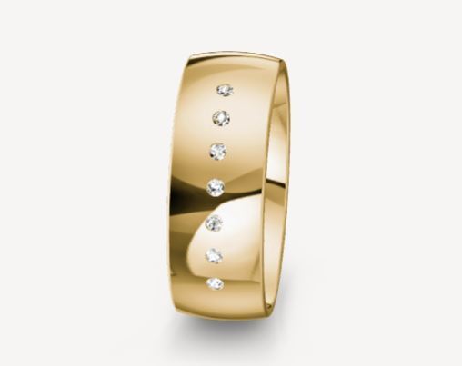 1-Trauring-Ehering-Hochzeitsring-Gold-750-Poliert - Breite 7mm mit Brillanten 0,07ct.