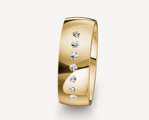1-Trauring-Ehering-Hochzeitsring-Gold-750-Poliert - Breite 7mm mit Brillanten 0,14ct.