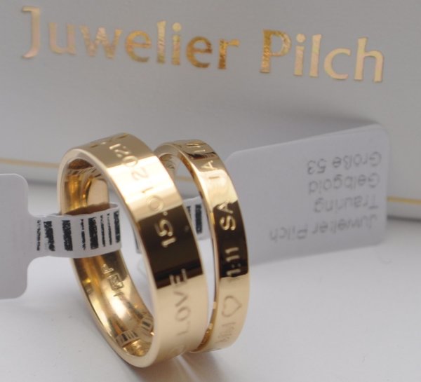 1 Paar Trauringe Gold 750 Inklusive Außengravur - Exclusive bei Juwelier Pilch