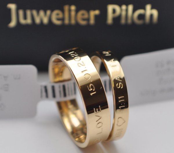 1 Paar Trauringe Gold 750 Inklusive Außengravur - Exclusive bei Juwelier Pilch