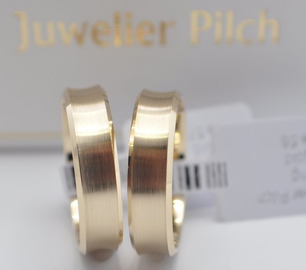 1 Paar Gold 333 Trauringe Hochzeitsringe - Längsmattiert - Konkav - Breite 5mm