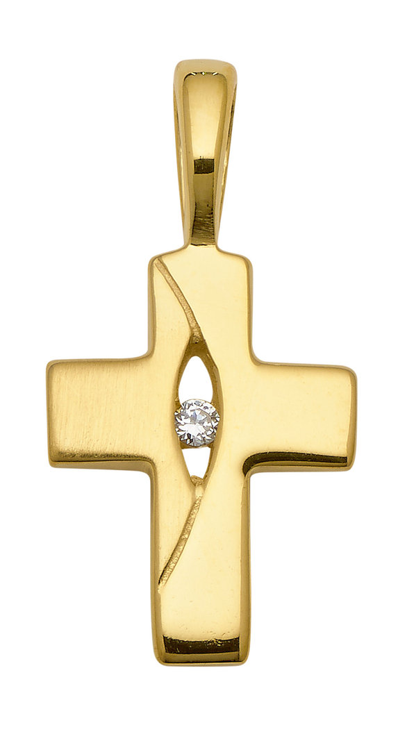 Anhänger Gold 333 - Gelbgold - Kreuzanhänger mit Zirkonia
