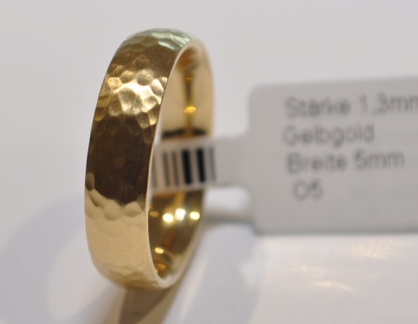 1 Paar Trauringe - Hammerschlag - Gold 333 - Breite: 5,0 mm - Stärke: 1,3mm