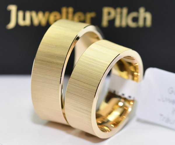 1 Paar Trauringe Quermattiert Gold 375 - Breite: 8,0 mm - Stärke: 2,0 mm