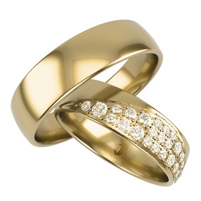 Trauringe in Gold 333, 375, 585 oder 750 - Gelbgold mit Zirkonia oder Diamanten