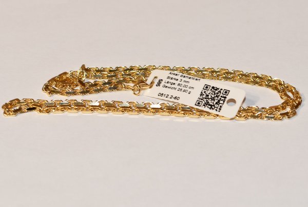 Ankerkette - Diamantiert  - 3,0mm Gelbgold 585 - Länge: 19 - 60 cm zur Auswahl